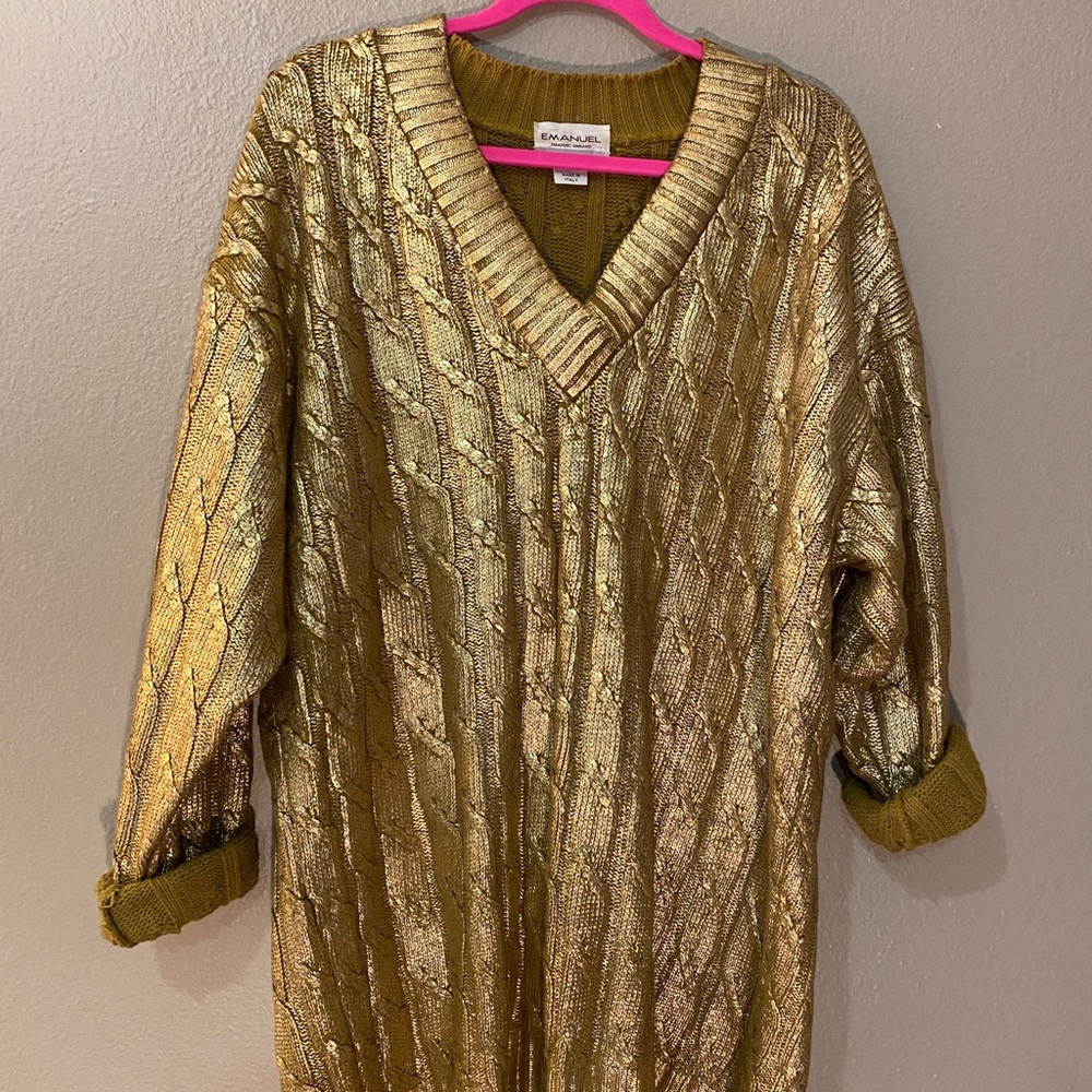 Shiny Metallic Gold Emanuel Ungaro Sweater size large